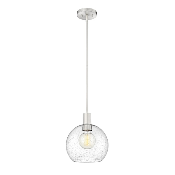 Z-Lite Margo 1 Light Pendant, Brushed Nickel And Clear Seedy 7501P10-BN - main